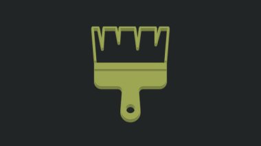 Siyah arkaplanda yeşil boya fırçası simgesi izole edildi. 4K Video hareketli grafik canlandırması.