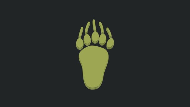 Πράσινη Αρκούδα Πόδι Εικονίδιο Πόδι Απομονώνονται Μαύρο Φόντο Γραφική Κίνηση — Αρχείο Βίντεο