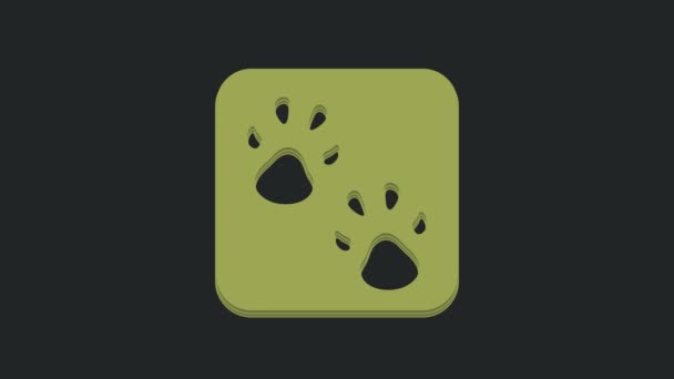 Green Paw Print Icon Isolated Black Background Dog Cat Paw — Stock Video