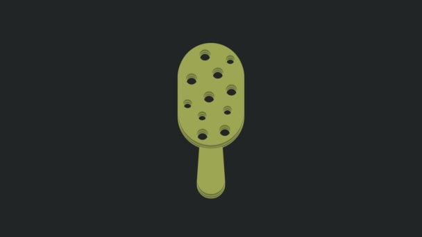 Green Ice Cream Stick Icon Isolated Black Background Sweet Symbol — Stock Video