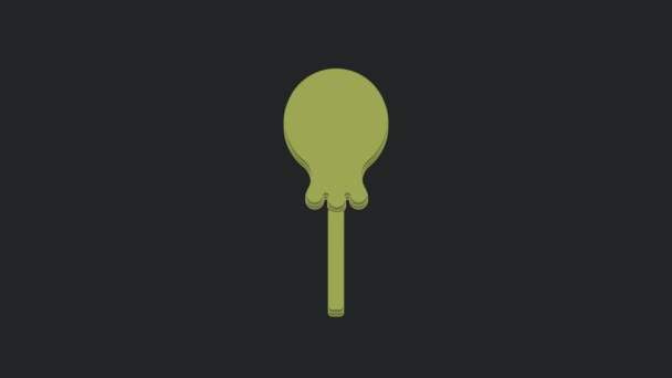 Grön Lollipop Ikon Isolerad Svart Bakgrund Mat Läcker Symbol Video — Stockvideo