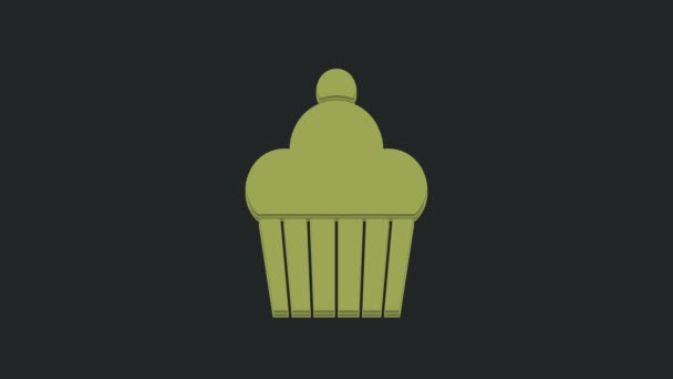 Значок Зелёного Кека Чёрном Фоне Днем Рождения Видеографическая Анимация — стоковое видео
