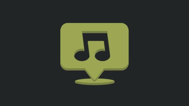 Green Music Note Tonsymbol Isoliert Auf Schwarzem Hintergrund Video Motion — Stockvideo