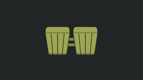 绿色圆筒图标隔离在黑色背景上 音乐标志 乐器的符号 4K视频运动图形动画 — 图库视频影像