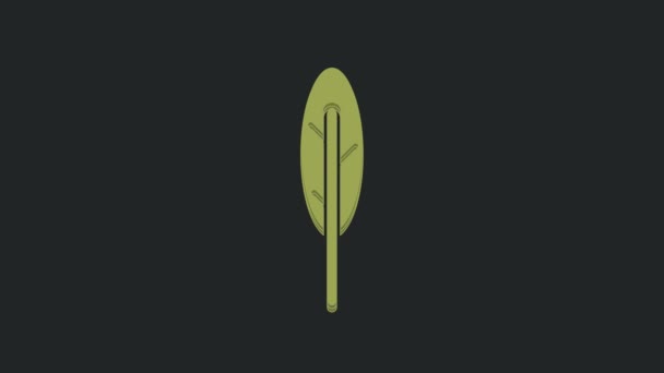 绿色羽毛笔形图标孤立在黑色背景上 4K视频运动图形动画 — 图库视频影像