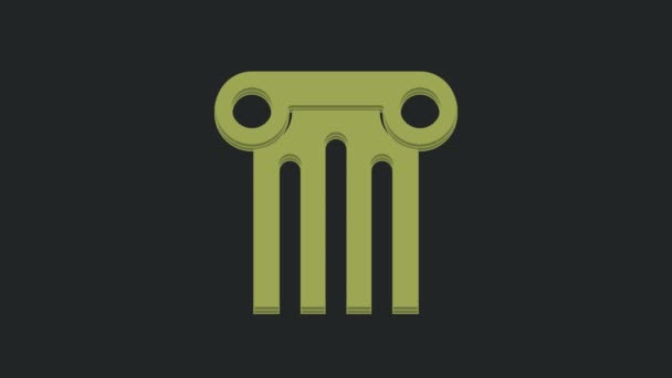 Icono Columna Green Ancient Aislado Sobre Fondo Negro Animación Gráfica — Vídeo de stock