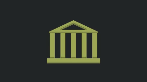 来自雅典的绿色帕台农神庙 雅典卫城 希腊的象征 以黑色背景隔离 希腊古代国家地标 4K视频运动图形动画 — 图库视频影像