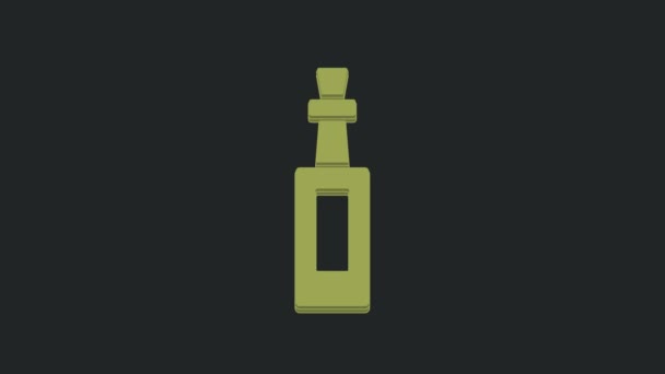 Botella Verde Aceite Oliva Icono Aislado Sobre Fondo Negro Jarra — Vídeo de stock