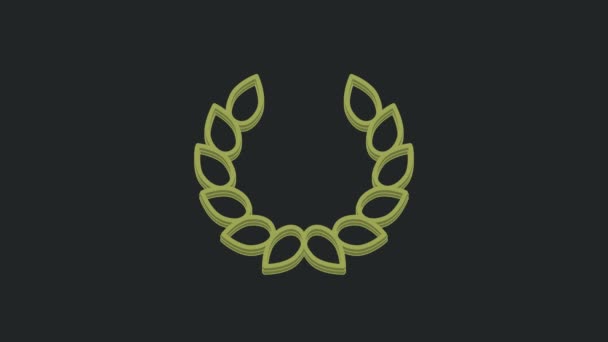Ікона Green Laurel Ізольована Чорному Тлі Символ Тріумфу Відеографічна Анімація — стокове відео