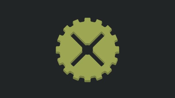 绿色自行车链轮曲柄图标隔离在黑色背景 4K视频运动图形动画 — 图库视频影像