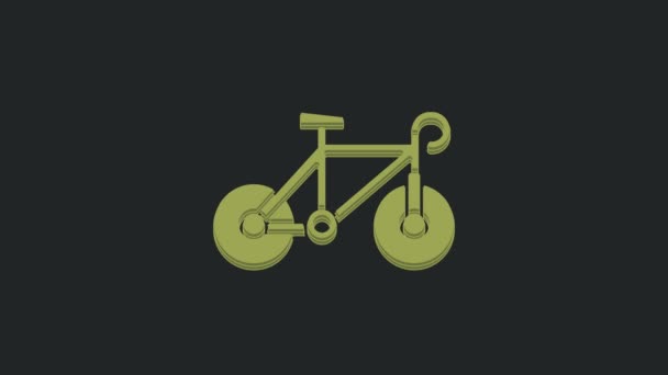 Grön Cykel Ikon Isolerad Svart Bakgrund Cykeltävling Extrem Sport Sportutrustning — Stockvideo