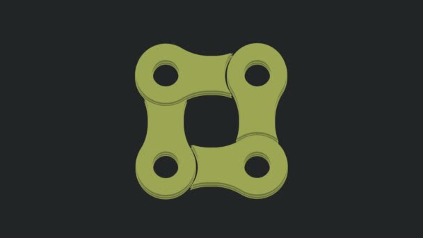 Green Bicycle Chain Icon Isolated Black Background Bike Chain Sprocket — Stock Video
