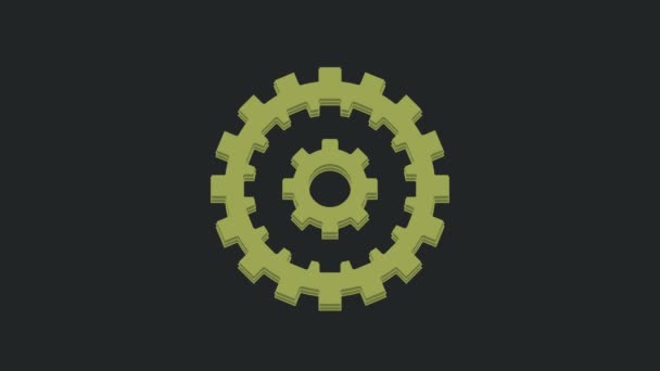Green Bicycle Cassette Mountain Bike Icon Isolated Black Background Rear — Stock Video