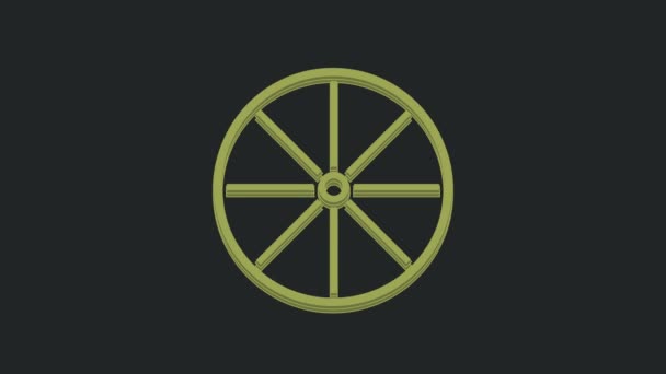 Icono Rueda Bicicleta Verde Aislado Sobre Fondo Negro Carrera Bicicletas — Vídeo de stock