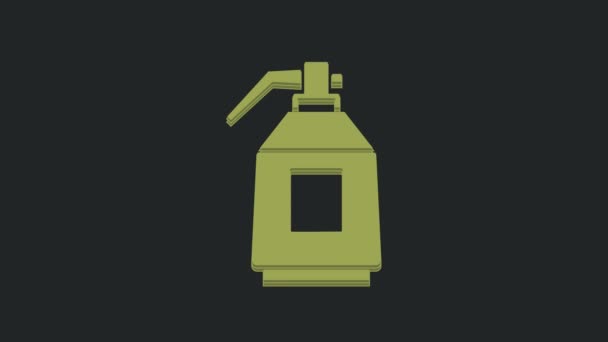 Green Paint Spray Gun Icon Isolated Black Background Video Motion — Stock Video