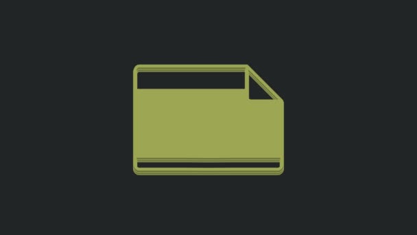 Green Paper Zelfklevende Sticker Met Gebogen Hoek Pictogram Geïsoleerd Zwarte — Stockvideo