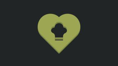 Yeşil Şef şapka simgesi siyah arkaplanda izole edildi. Aşçılık sembolü. Aşçı şapkası. 4K Video hareketli grafik canlandırması .