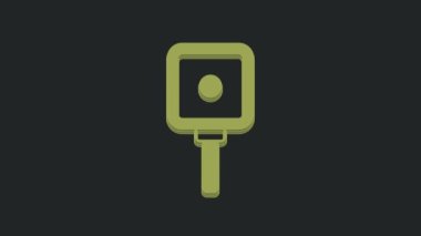 Yeşil kızartma tavası simgesi siyah arkaplanda izole edildi. Kızartma veya kızartma gıda sembolü. 4K Video hareketli grafik canlandırması .