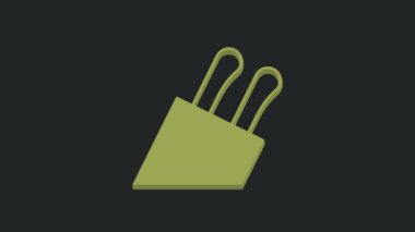 Yeşil Bıçak simgesi siyah arkaplanda izole edildi. Çatal bıçak sembolü. 4K Video hareketli grafik canlandırması .