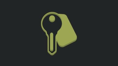 Yeşil Otel kapı kilidi simgesi siyah arkaplanda izole edildi. 4K Video hareketli grafik canlandırması .