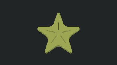 Yeşil denizyıldızı simgesi siyah arkaplanda izole edildi. 4K Video hareketli grafik canlandırması .