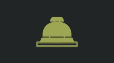 Yeşil Otel servis çanı simgesi siyah arkaplanda izole edildi. Resepsiyon zili. 4K Video hareketli grafik canlandırması .