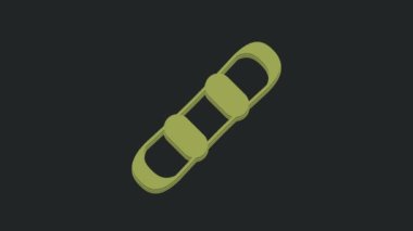 Siyah arkaplanda yeşil Snowboard simgesi izole edildi. Snowboard tahtası ikonu. Olağanüstü bir spor. Spor malzemeleri. 4K Video hareketli grafik canlandırması .