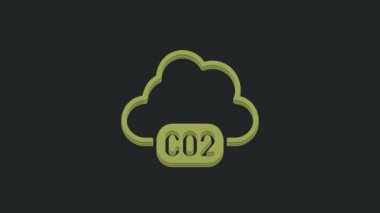 Bulut simgesindeki yeşil CO2 emisyonları siyah arkaplanda izole edildi. Karbondioksit formülü, duman kirliliği konsepti, çevre konsepti. 4K Video hareketli grafik canlandırması .