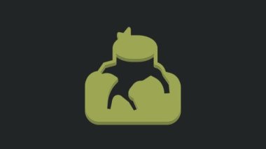 Siyah arkaplanda yeşil orman yok etme simgesi izole edildi. Orman doğrama, tahrip etme. Ekoloji ve hava kirliliği için tehlike. 4K Video hareketli grafik canlandırması .