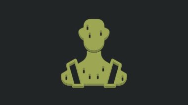 Yeşil Yüksek insan vücut ısısı ya da siyah arka planda izole edilmiş ateş ikonu. Hastalık, soğuk algınlığı, grip belirtileri. 4K Video hareketli grafik canlandırması .