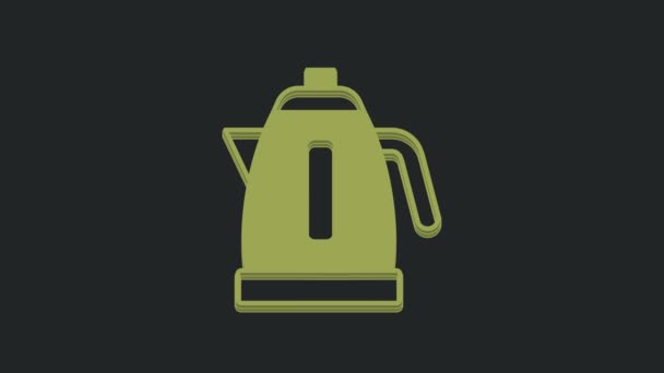 Green Electric Kettle Icon Isolated Black Background Teapot Icon Video — Stock Video