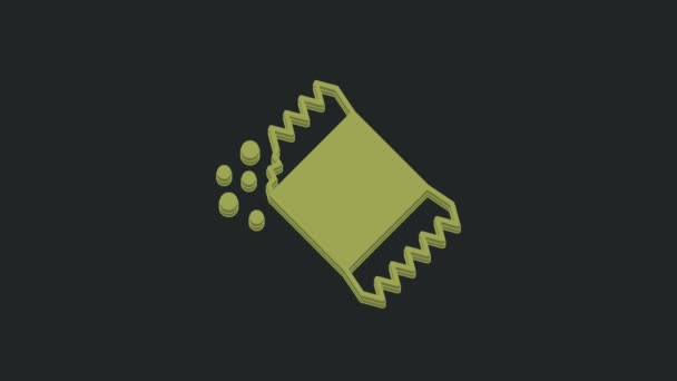 Green Packet Pepper Icon Isolated Black Background Grafická Animace Pohybu — Stock video