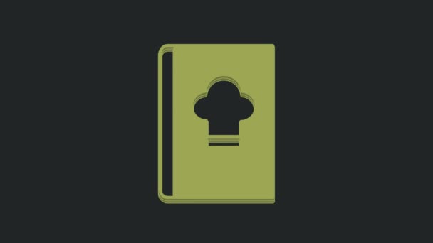 Піктограма Зеленої Кулінарної Книги Ізольована Чорному Тлі Піктограма Книги Приготування — стокове відео