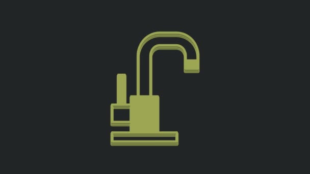 Green Water Tap Icon Isolated Black Background Video Motion Graphic — Stock Video