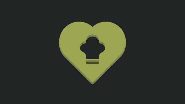 Grüne Kochmütze Symbol Isoliert Auf Schwarzem Hintergrund Kochendes Symbol Kochmütze — Stockvideo
