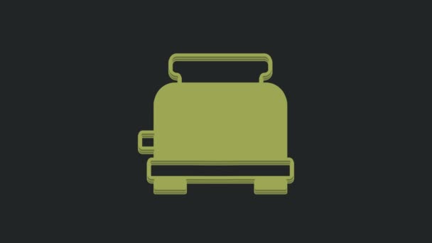 Green Toaster Icoon Geïsoleerd Zwarte Achtergrond Video Motion Grafische Animatie — Stockvideo