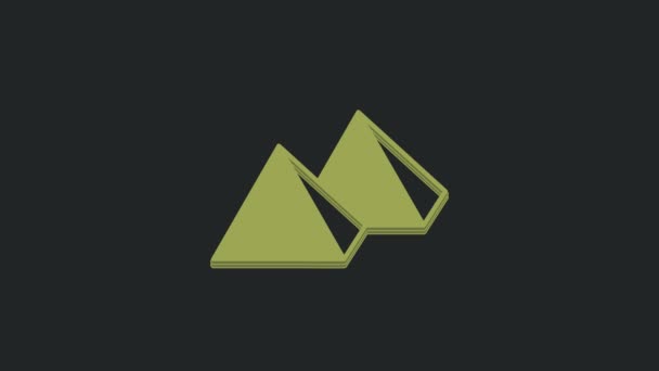 Icona Piramidi Verde Egitto Isolato Sfondo Nero Simbolo Dell Antico — Video Stock