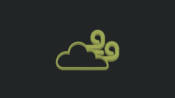Green Windy Εικονίδιο Καιρού Απομονώνονται Μαύρο Φόντο Σύννεφο Και Άνεμος — Αρχείο Βίντεο
