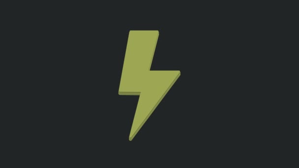 Green Lightning Εικονίδιο Μπουλόνι Απομονώνονται Μαύρο Φόντο Φλας Σημάδι Φόρτιση — Αρχείο Βίντεο
