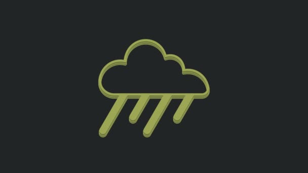 Green Cloud Rain Icon Isolated Black Background Rain Cloud Precipitation — Stock Video