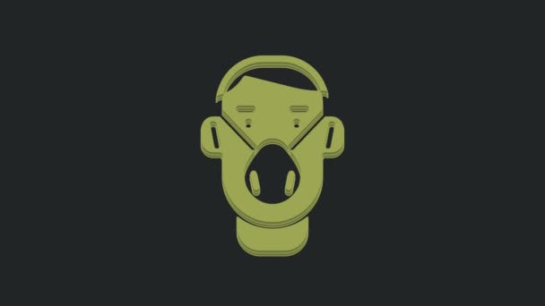Zelený Muž Tvář Lékařské Ochranné Masky Ikony Izolované Černém Pozadí — Stock video