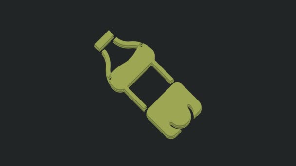Botella Verde Icono Agua Aislado Sobre Fondo Negro Signo Bebida — Vídeo de stock