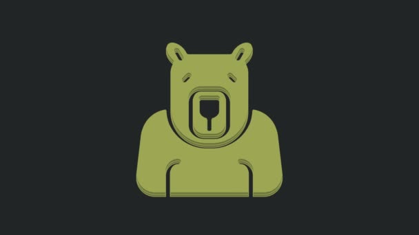 绿色北极熊头部图标孤立在黑色背景 4K视频运动图形动画 — 图库视频影像