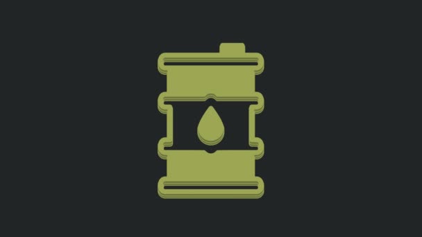 Ikona Zelené Barel Oleje Izolované Černém Pozadí Grafická Animace Pohybu — Stock video