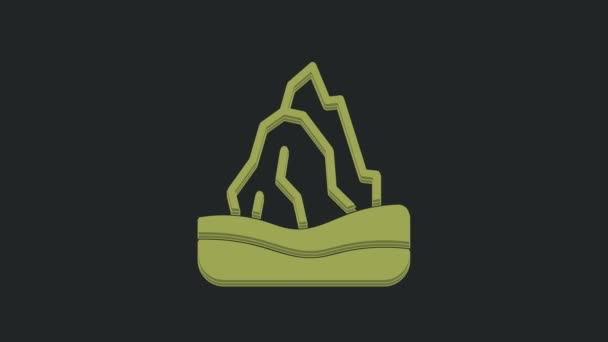 Иконка Зеленый Айсберг Выделена Черном Фоне Видеографическая Анимация — стоковое видео