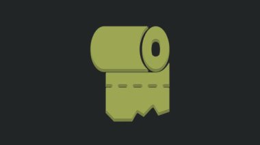 Yeşil tuvalet kağıdı rulosu simgesi siyah arkaplanda izole edildi. 4K Video hareketli grafik canlandırması .