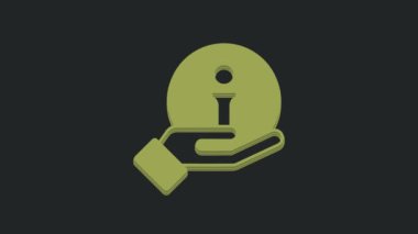 Siyah arkaplanda yeşil bilgi simgesi izole edildi. 4K Video hareketli grafik canlandırması .