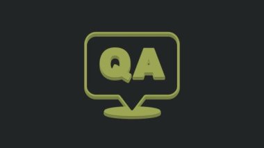 Siyah arkaplanda Soru ve Yanıt simgesiyle yeşil konuşma baloncukları. Q ve A sembolü. SSS işareti. Konuşma balonu ve çizelgesi. 4K Video hareketli grafik canlandırması .