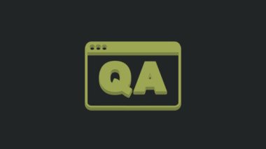 Siyah arkaplanda Soru ve Yanıt simgesiyle yeşil konuşma baloncukları. Q ve A sembolü. SSS işareti. Konuşma balonu ve çizelgesi. 4K Video hareketli grafik canlandırması .