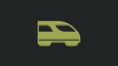Yeşil Yüksek hızlı tren simgesi siyah arkaplanda izole edildi. Demiryolu seyahati ve demiryolu turizmi. Metro ya da metro hızlı tren taşımacılığını düzene soktu. 4K Video hareketli grafik canlandırması .